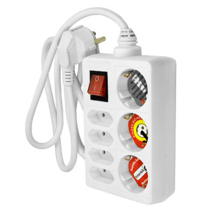 Prelungitor 1.5 metri cu 3 Schuko si 4 Nechuko, Cablu 3x 1.5mm, Culoare Alb, Putere 3500W 16A, Arcas 927 00007