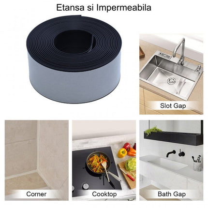 Banda etansare neagra 8x320cm pentru instalatii