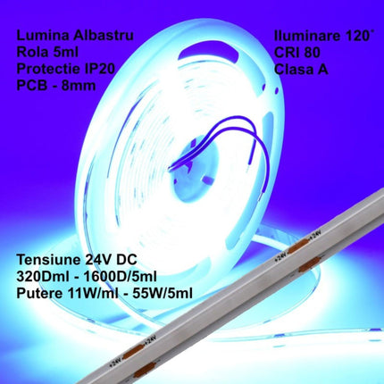 Banda LED COB 24V 8mm 320 5m