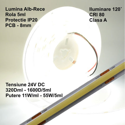 Banda LED COB 24V 8mm 320 5m