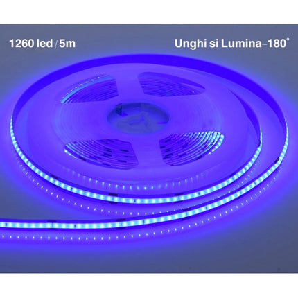 Banda Led COB Flexibila Albastru, verde, 12W 5M
