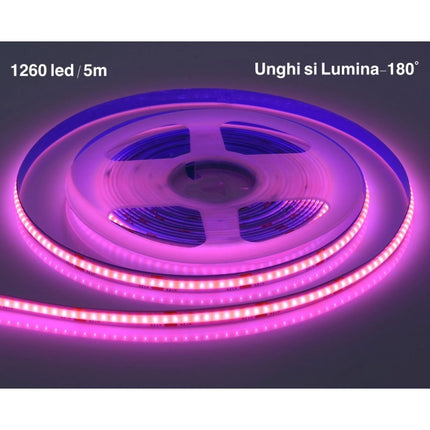 Banda Led COB Flexibila Albastru, verde, 12W 5M