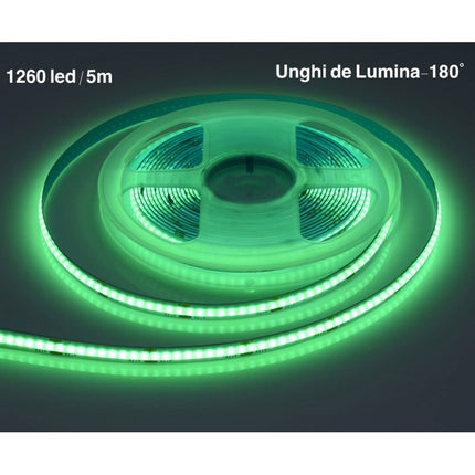 Banda Led COB Flexibila Albastru, verde, 12W 5M