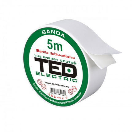 Banda dublu adeziva pentru fixare 5m x 25mm, TED
