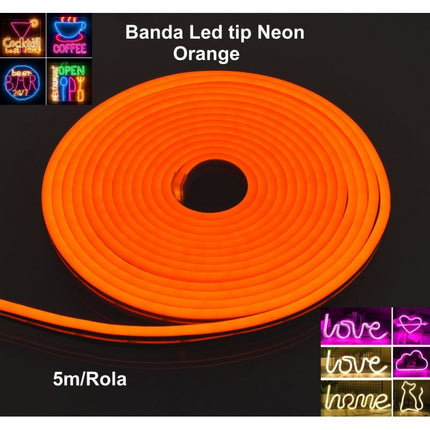 Banda led flexibiala portocalie 12V 5m