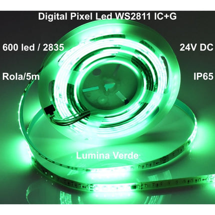 Banda led digitala exterior 24V IC+W 5m