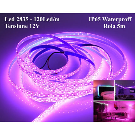 Banda led exterior din silicon 12V DC 5m