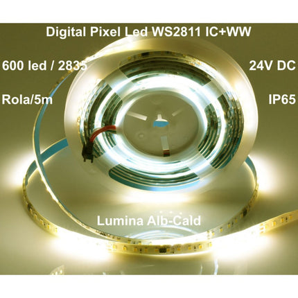 Banda led digitala exterior 24V IC+W, 5m