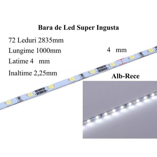 Bara led aluminiu 12V - 2835 1000mm 4mm