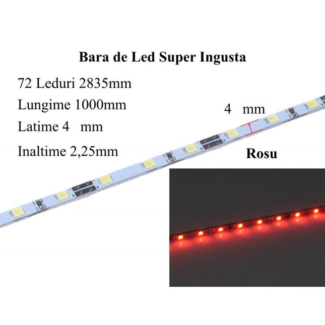 Bara led aluminiu 12V - 2835 1000mm 4mm