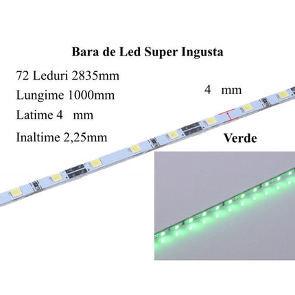 Bara led aluminiu 12V - 2835 1000mm 4mm