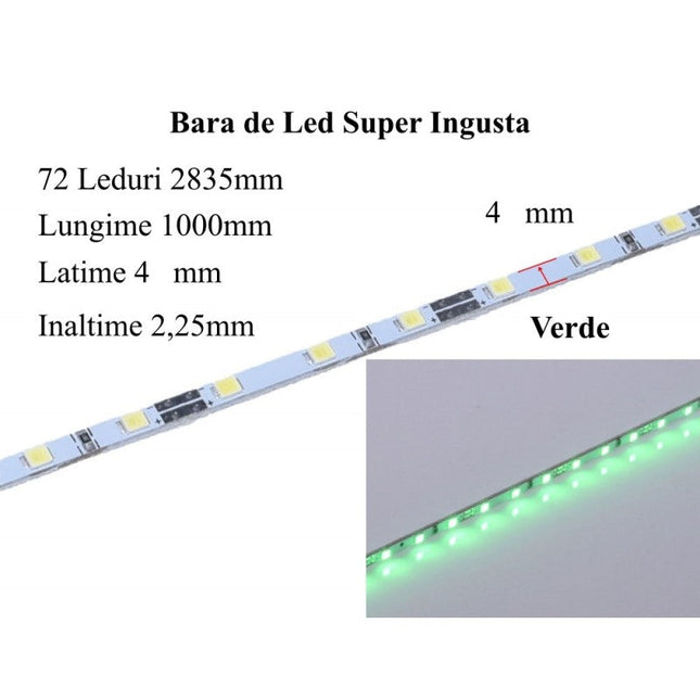Bara led aluminiu 12V - 2835 1000mm 4mm