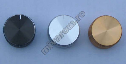 Buton potentiometru negru 32mm metalic