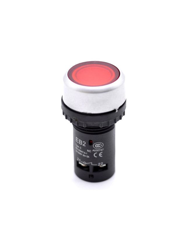 Buton motor push rosu 22mm - Aparataj electric