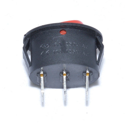 Buton intrerupator oval rosu 6A 250V