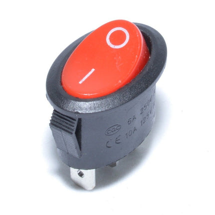 Buton intrerupator oval rosu 6A 250V
