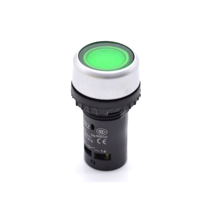 Buton motor push verde 22mm