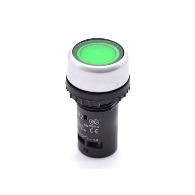 Buton motor push verde 22mm
