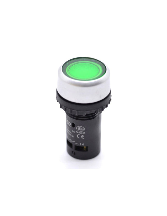Buton motor push verde 22mm - Aparataj electric