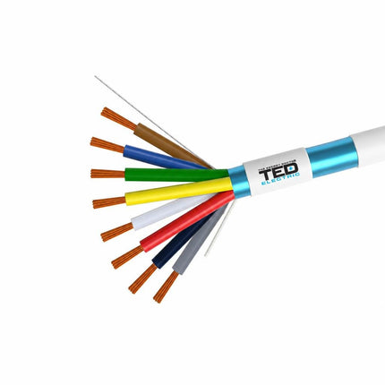 Cablu alarma 8 fire multifilare ecranate + fir masa CCA 8 x 0,22 mm TED Wire Expert TED002327