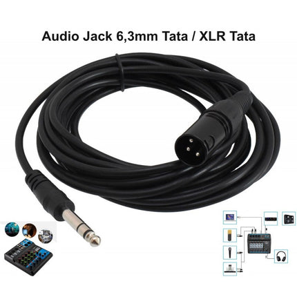 Cablu audio jack 6.3mm tata XLR 3mm 5m