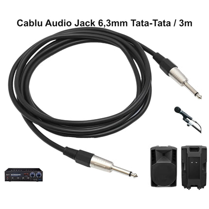 Cablu audio prof jack mono 6,3 3m 6mm