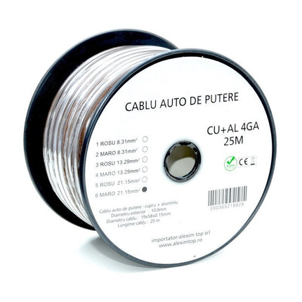 Cablu alimentare Auto maro CU+AL 4GA 10mm 25m
