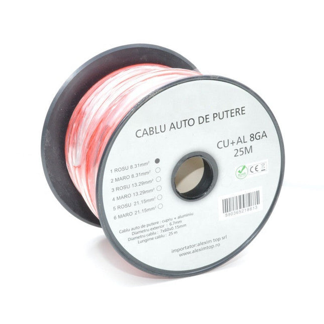 Cablu alimentare Auto rosu CU+AL 8GA 7mm 25m