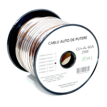 Cablu alimentare Auto maro CU+AL 6GA 8mm 25m