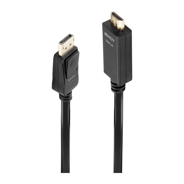 Cablu DisplayPort la HDMI Lindy, 5 m, 4K 30 Hz, 10.2 Gbps, negru