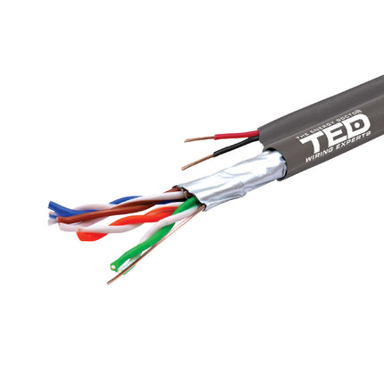 Cablu FTP Cat. 5e CU  2 fire alimentare CU 0.75mm, rola 305m, TED