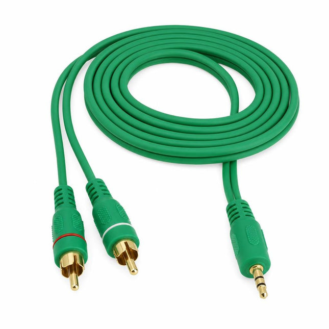 Cablu jack 3,5mm la 2RCA 10m verde