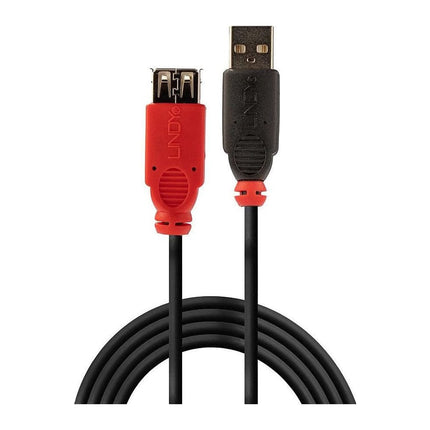 Cablu prelungitor USB 2.0 activ Lindy Slim, USB-A tata la USB-A mama, 5 m, negru