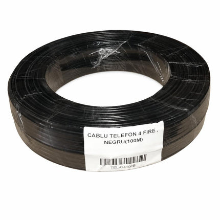 Cablu telefon 4 fire plat multifilar / TLIAPPYP 4 x (7 x 0,15mm) negru