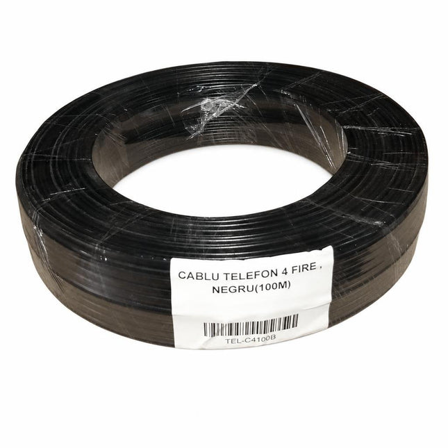 Cablu telefon 4 fire plat multifilar / TLIAPPYP 4 x (7 x 0,15mm) negru
