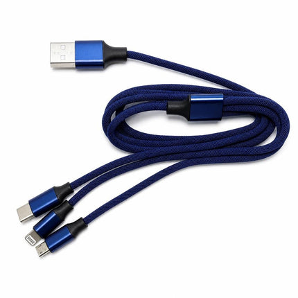 Cablu USB 2IN1 iPhone 5 / 6 / 7 / MicroUSB textil diverse culori TED286615 - oferta