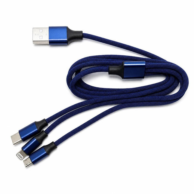 Cablu USB 2IN1 iPhone 5 / 6 / 7 / MicroUSB textil diverse culori TED286615 - oferta