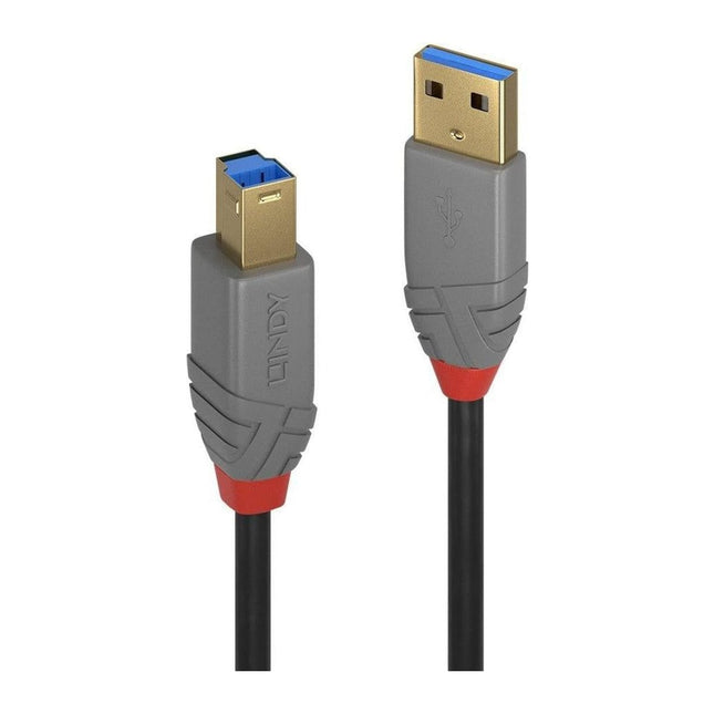 Cablu USB 3.0 Lindy Anthra Line, USB-A la USB-B, 5 m, 5 Gbps, antracit