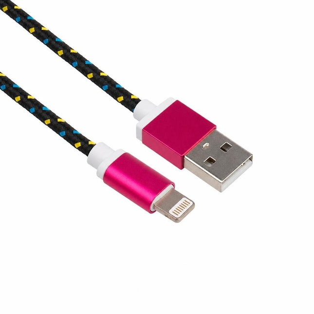 Cablu USB iPhone 5 / 6 / 7 FLAT textil diverse culori TED286592 - oferta