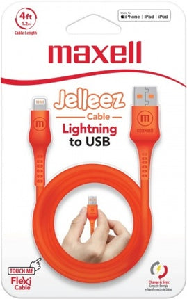 Cablu USB iPhone 5 / 6 / 7 / X / Maxell Jellez Charge & Sync orange 1,2ml 348210 EOL - PM1