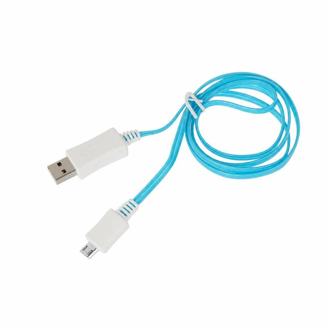Cablu USB la micro USB siliconat diverse culori cu led 1 ml. TED300099 - oferta