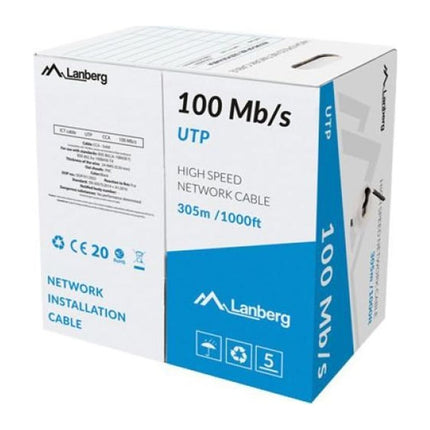 Cablu UTP Cat 5e Lanberg, 305 m, solid CCA, pentru exterior, negru - imagine 2