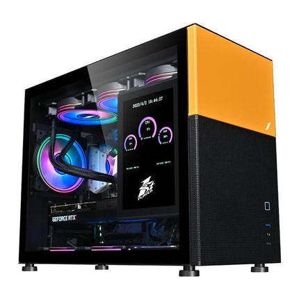 Carcasa PC 1stPlayer MI6-EV, Micro-ATX, display 8 inch, sticla securizata, 4 ventilatoare ARGB, negru - imagine 5