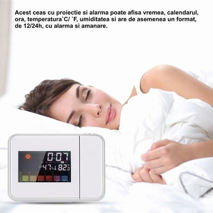 Ceas camera proiectie negru, alb