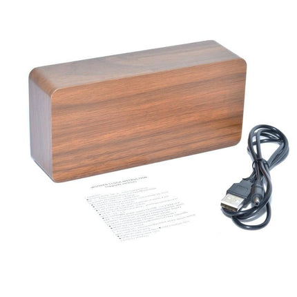 Ceas digital lemn maro led rosu