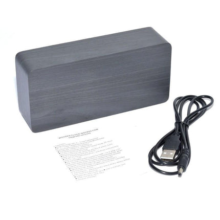 Ceas digital lemn negru led rosu