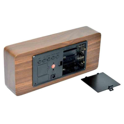 Ceas digital lemn maro led rosu 8cm