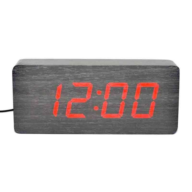 Ceas digital lemn negru led rosu 8cm