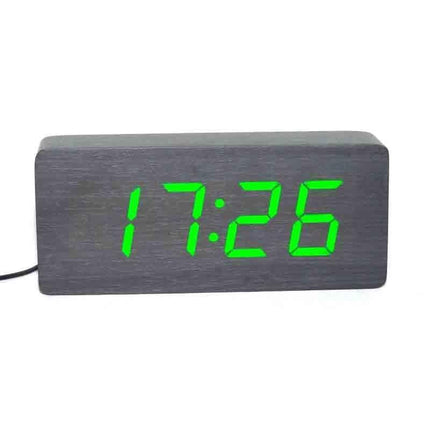 Ceas digital lemn negru led verde 8cm