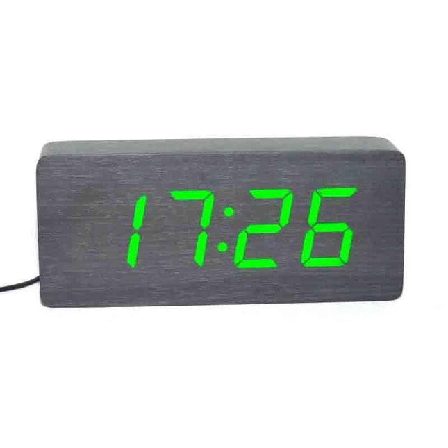 Ceas digital lemn negru led verde 8cm